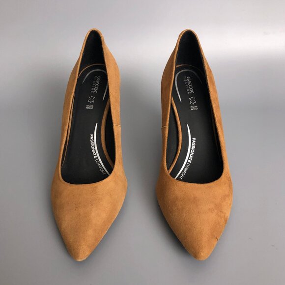 Like New Tan Leather Suede Geox Heels - Picture 4 of 10